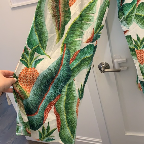 FARM Rio Tropical Print Wide Leg Pants - Green and White - Picture 7 of 9